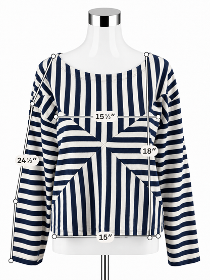 J.Crew x Christopher John Rogers Size Large White, Navy Striped Cropped Top - ONLINE ONLY