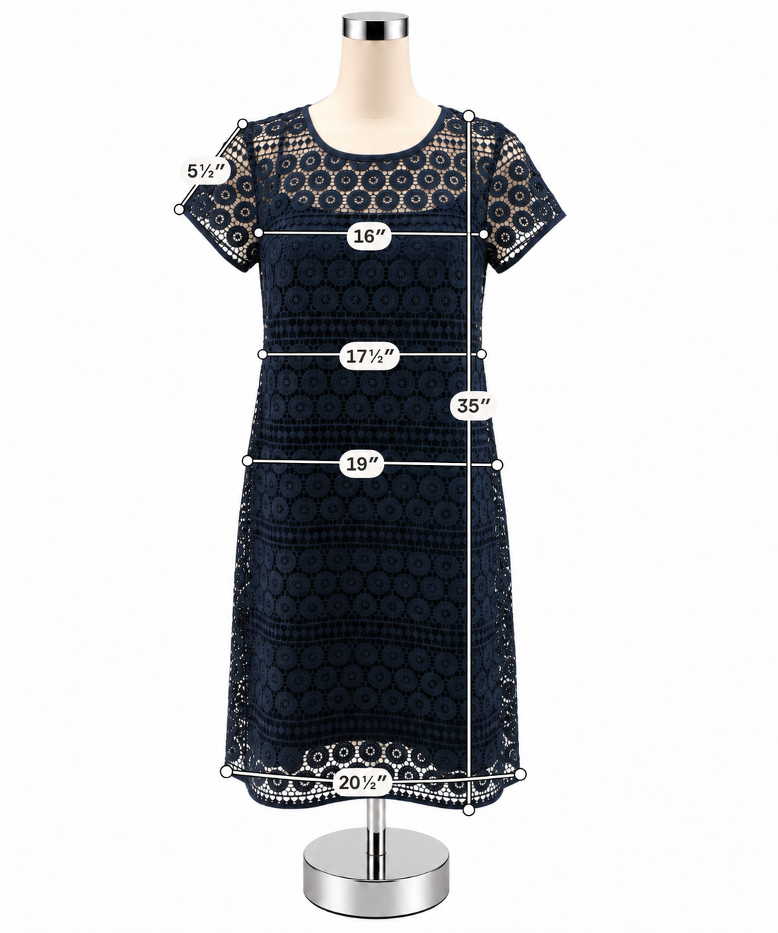 LOFT Outlet Navy Blue Geometric Eyelet Lace Shift Dress Size 10 NWT - ONLINE ONLY