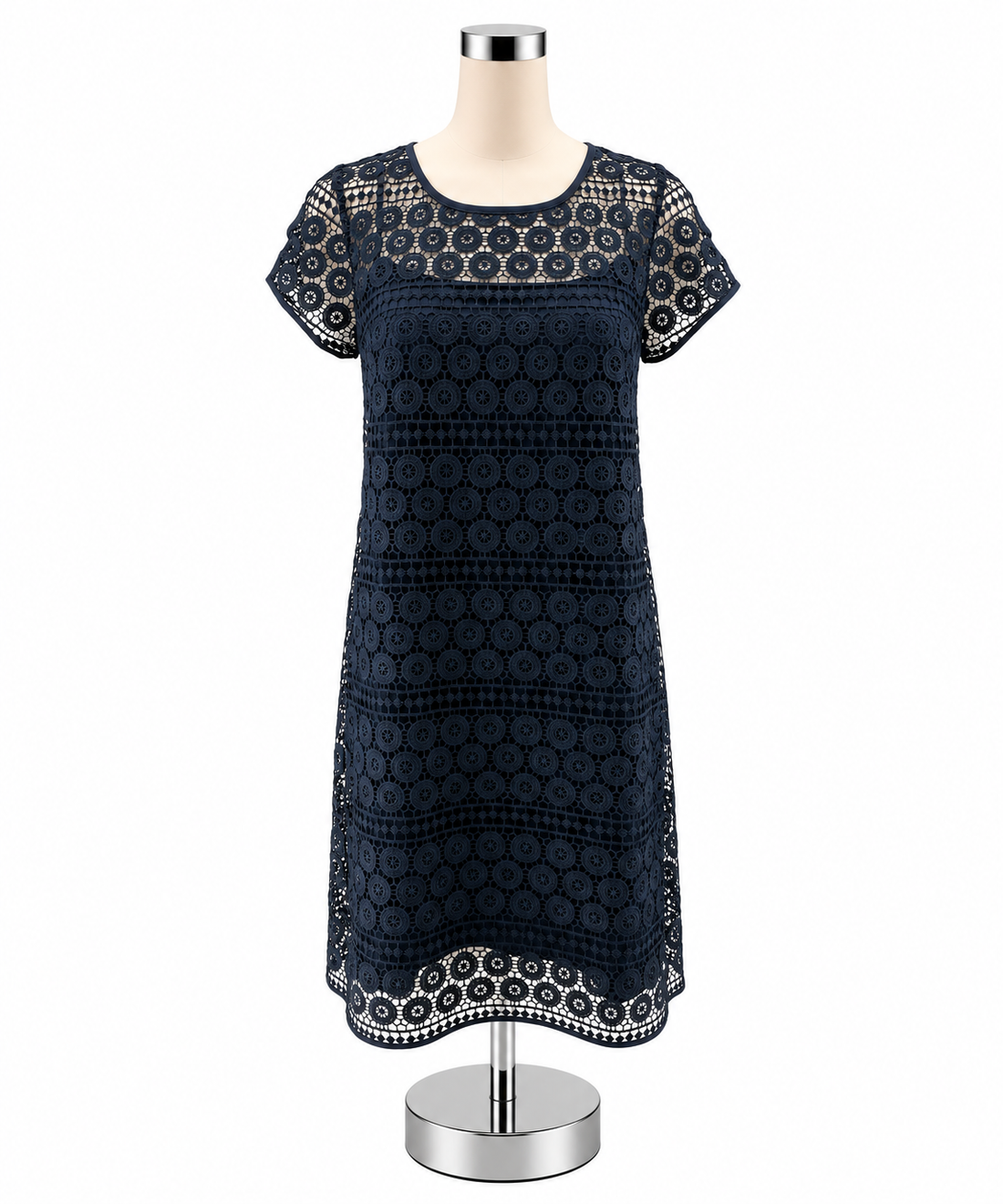 LOFT Outlet Navy Blue Geometric Eyelet Lace Shift Dress Size 10 NWT - ONLINE ONLY