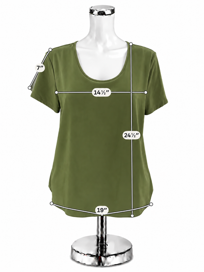 Ann Taylor LOFT Mixed Media Short Sleeve Top Olive Green Size Medium - ONLINE ONLY