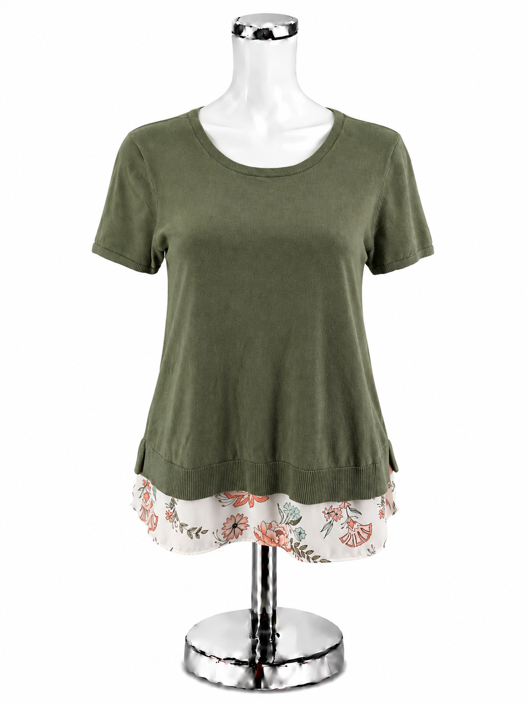 Loft Outlet Floral Layered Mixed-Media Top | Size Small - ONLINE ONLY
