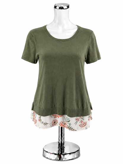 Loft Outlet Floral Layered Mixed-Media Top | Size Small - ONLINE ONLY