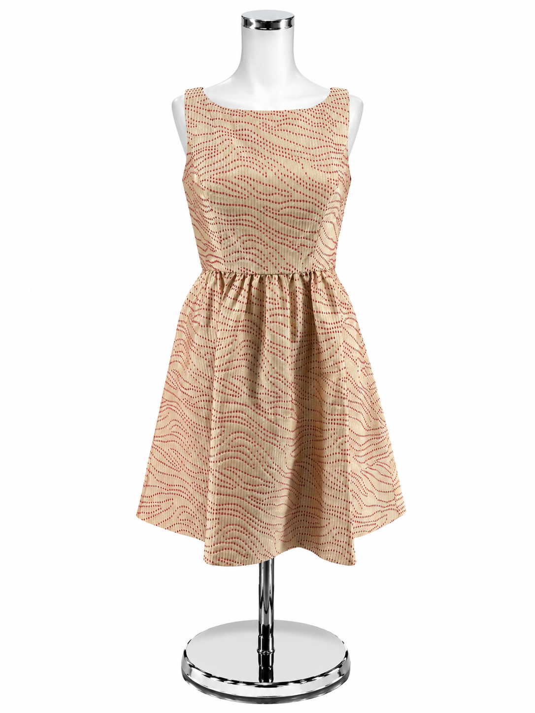 Jessica Simpson Fit &amp; Flare Dress Size 2 Cream Pink Print - ONLINE ONLY