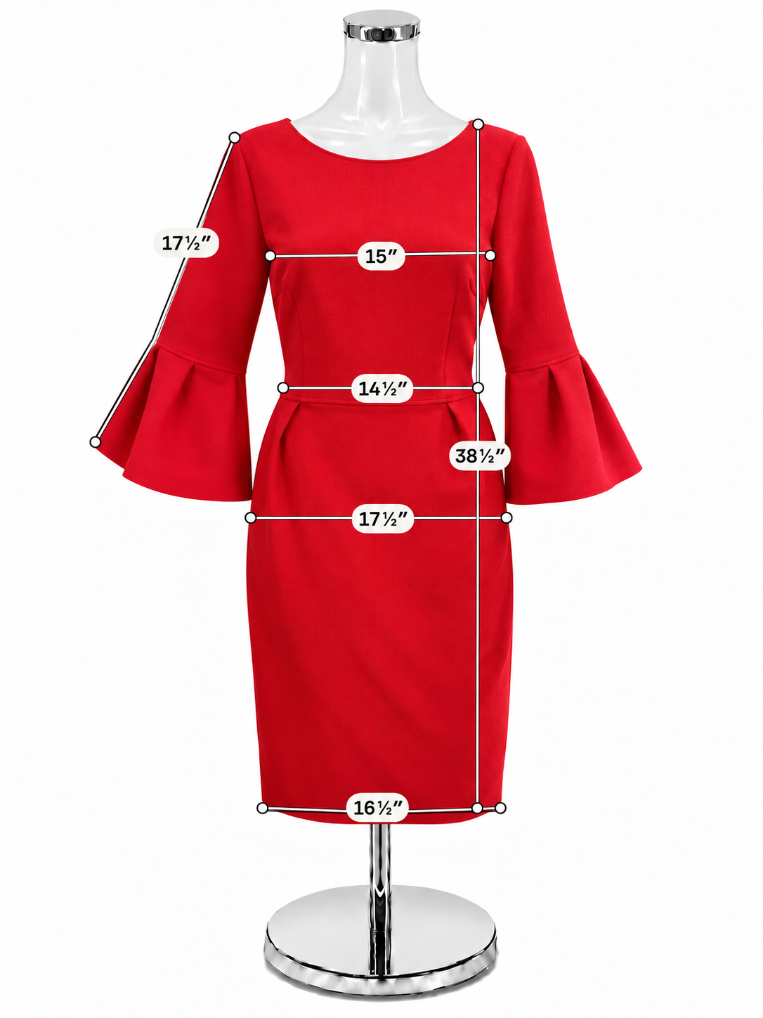 David Meister Red Wool Blend Bell Sleeve Dress - Size 8 - ONLINE ONLY