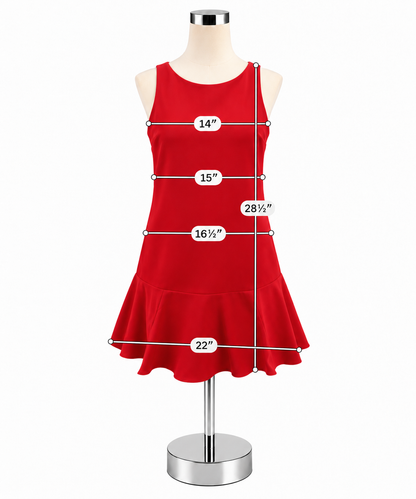 H&amp;M Red Linen-Blend Ruffle Hem Mini Dress Size XS - ONLINE ONLY
