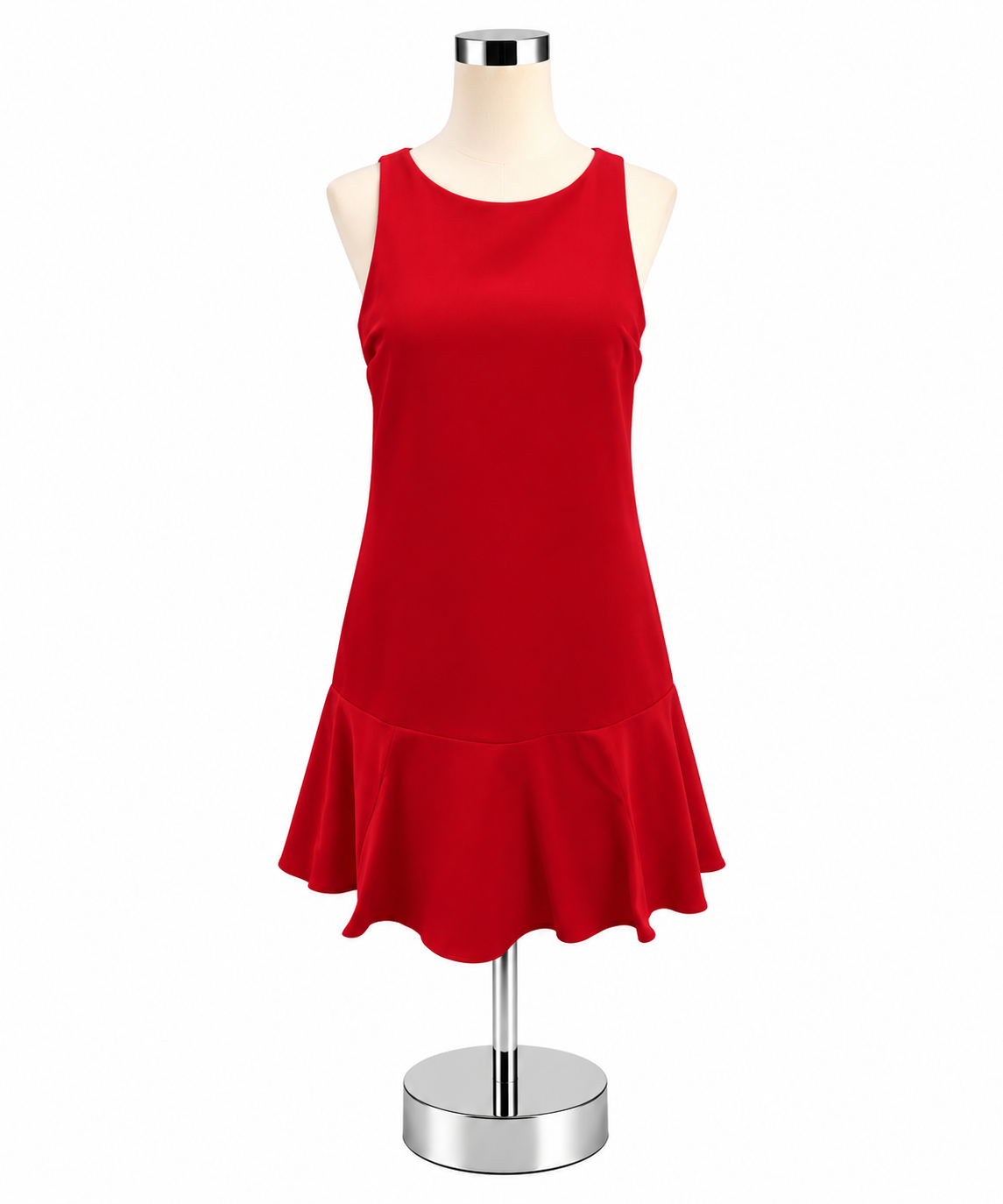 H&amp;M Red Linen-Blend Ruffle Hem Mini Dress Size XS - ONLINE ONLY