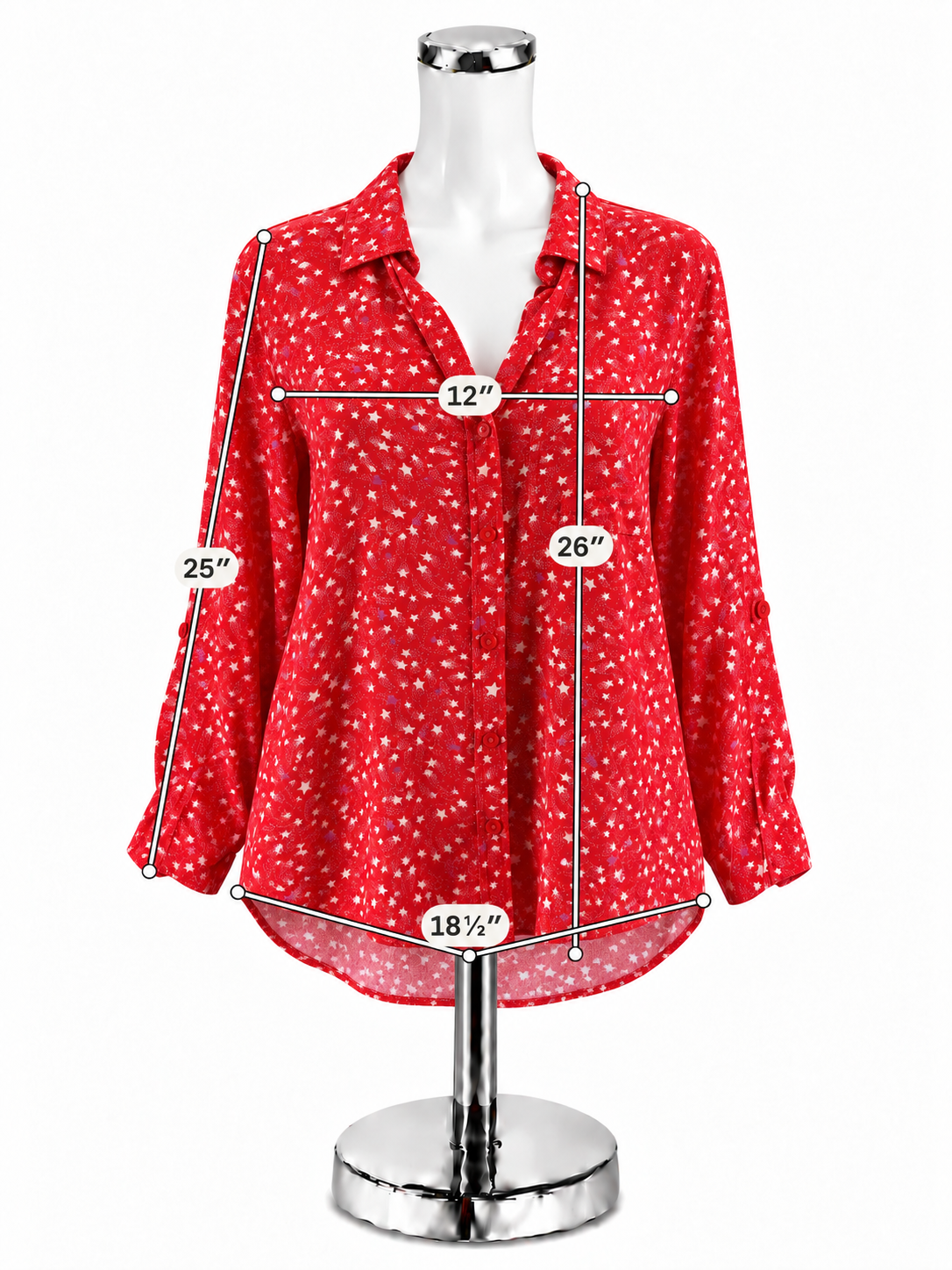 Velvet Heart Kallie Star Print Button-Down Top Coral Size Medium - ONLINE ONLY