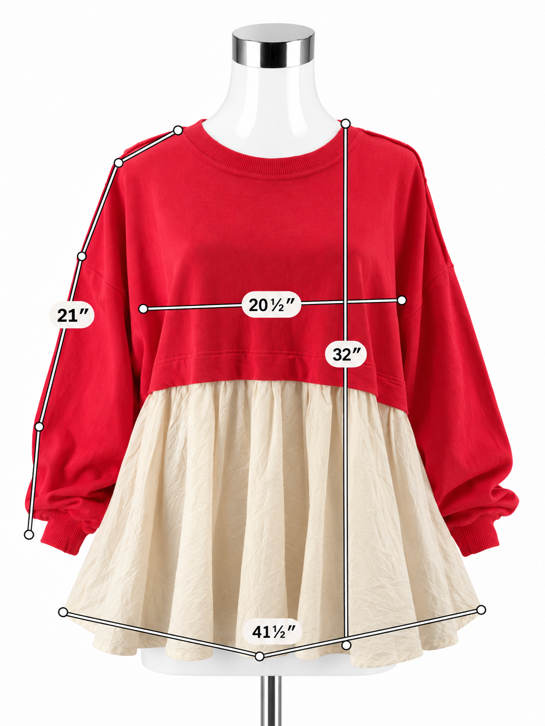 Free People Mixed Media Layered Sweatshirt Tunic Top - Pink, Cream Size XS - ONLINE ONLY