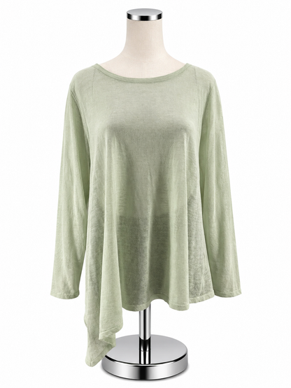 Eileen Fisher Eileen Fisher Fine Organic Linen Crepe Knit Top - Pastel Green - Size XL  NWT - ONLINE ONLY