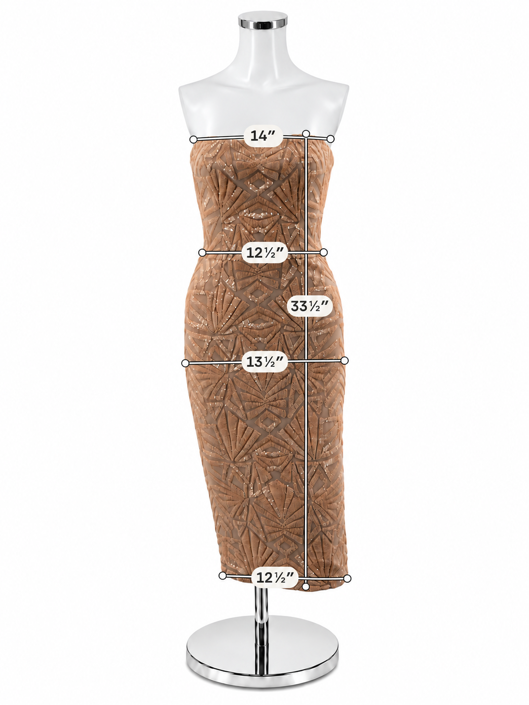 Dress the Population Blush Geometric Sequin Strapless Midi Dress - Size XS NWT - ONLINE ONLY