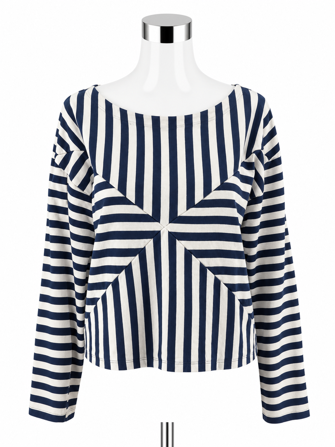J.Crew x Christopher John Rogers Size Large White, Navy Striped Cropped Top - ONLINE ONLY