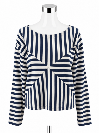 J.Crew x Christopher John Rogers Size Large White, Navy Striped Cropped Top - ONLINE ONLY