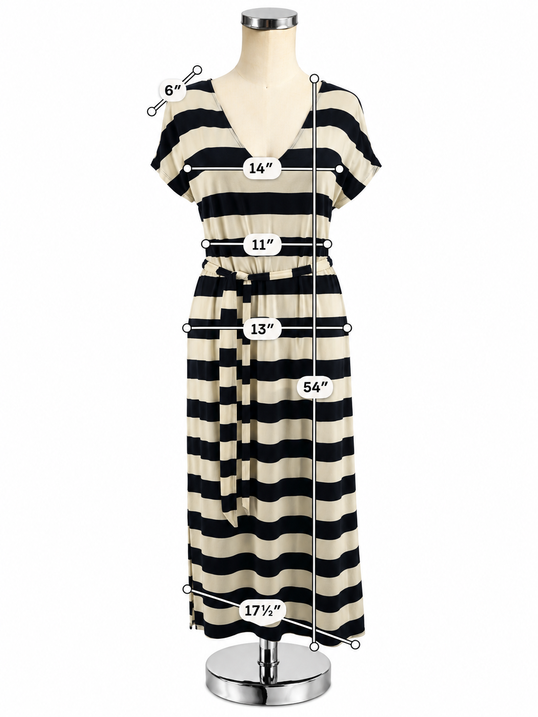 Banana Republic Navy &amp; Cream Nautical Stripe Belted Maxi Dress Size Medium - ONLINE ONLY