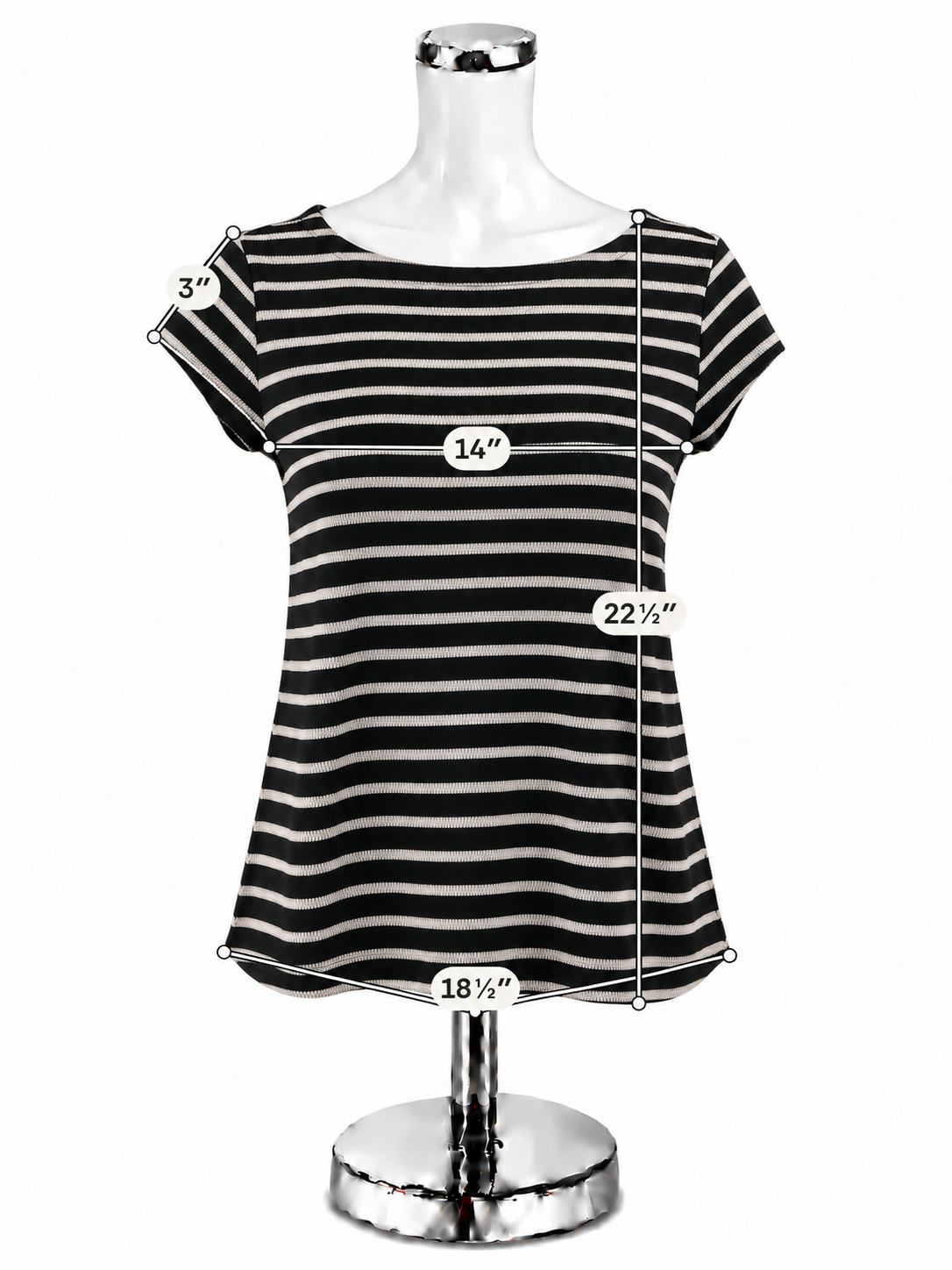 LOFT Striped Keyhole Tie-Back Knit Top Black White NWT Size XS - ONLINE ONLY