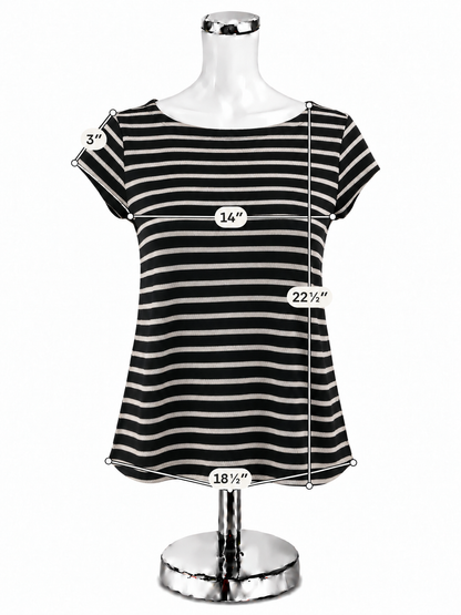 LOFT Striped Keyhole Tie-Back Knit Top Black White NWT Size XS - ONLINE ONLY