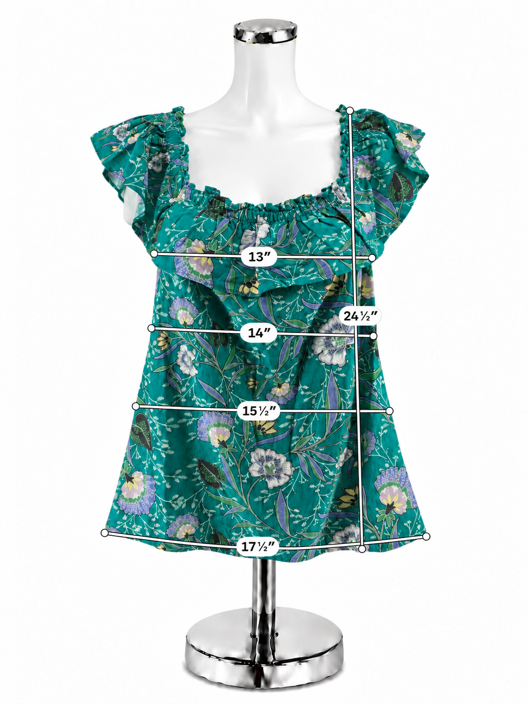LOFT Floral Ruffle Square Neck Linen Blend Top Size Medium - ONLINE ONLY