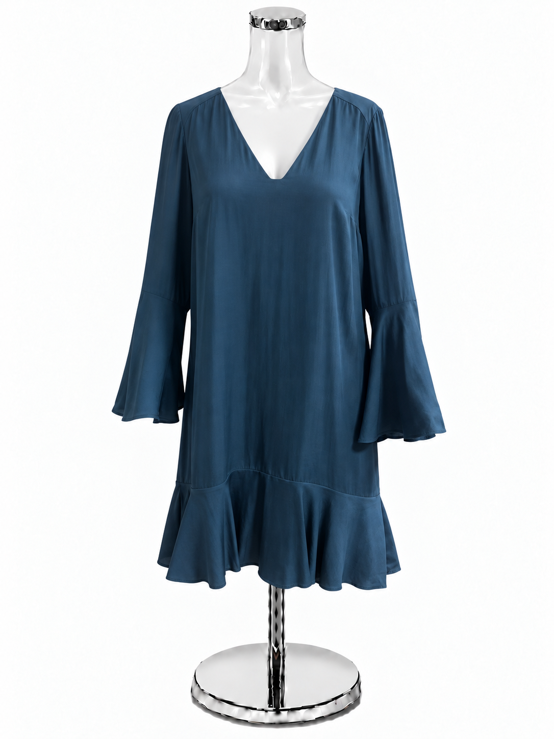 Maeve by Anthropologie Turquoise Solid V-Neck Bell Sleeve Dress Size M - ONLINE ONLY