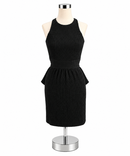 BCBGeneration Black Sleeveless Halter Peplum Cocktail Dress - Size 2- ONLINE ONLY