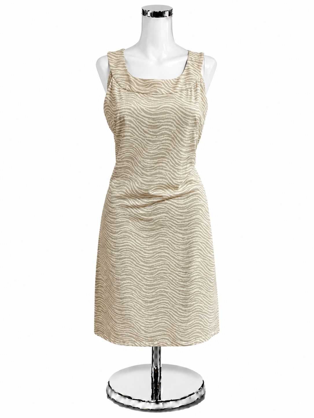 J. McLaughlin Tan &amp;amp; Cream Zebra Print Sleeveless Dress - Size L - ONLINE ONLY