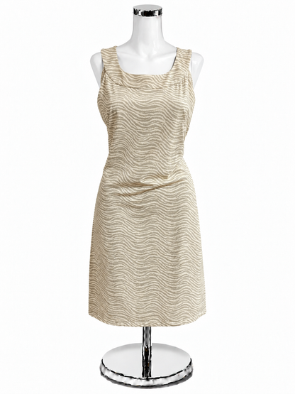 J. McLaughlin Tan &amp;amp; Cream Zebra Print Sleeveless Dress - Size L - ONLINE ONLY