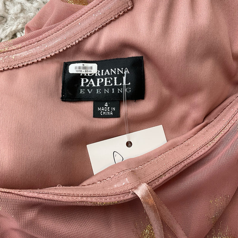 Adrianna Papell Mauve/Gold Print Pre-Owned Ladies Dress - Size 4 - Margaret’s Fine Consignment