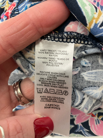 Loft Navy/Red/Tan Floral Pre-Owned Ladies Casual Top - Medium Petite