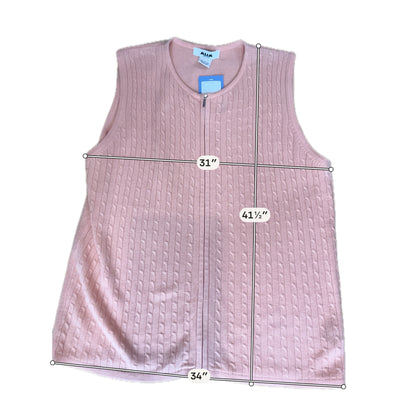 Alia Petites Cable Knit Zip Front Sweater Vest Tunic | Peach Cobbler | Size Medium Petite