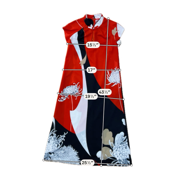 Malihini Hawaii Vintage Malihini Hawaii Designer Collection Floral Cheongsam Dress Size Medium