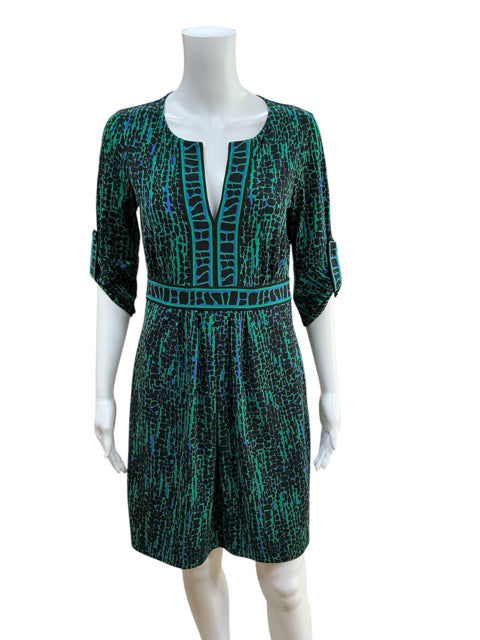 BCBG Black/Green Print Pre-Owned Ladies Dress - Size Small