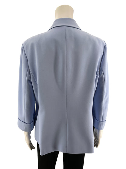 Kasper Baby Blue Single Button Stretch Career Blazer Jacket Size 14