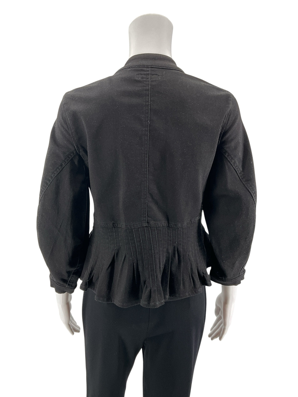 Peace Of Cloth Black Peplum Snap Front Utility Jacket Size XS