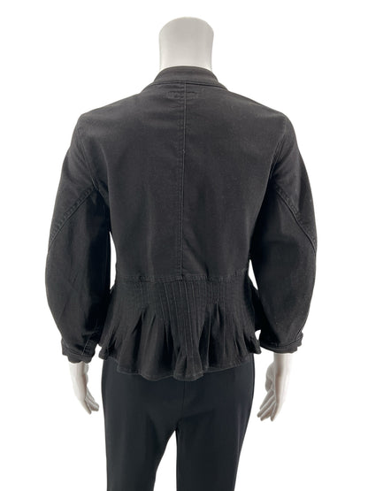 Peace Of Cloth Black Peplum Snap Front Utility Jacket Size XS
