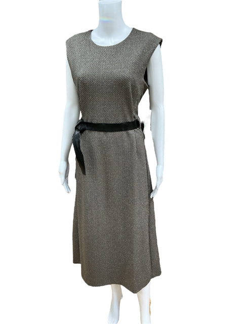 Calvin Klein Size 8 Taupe/black Print Dress