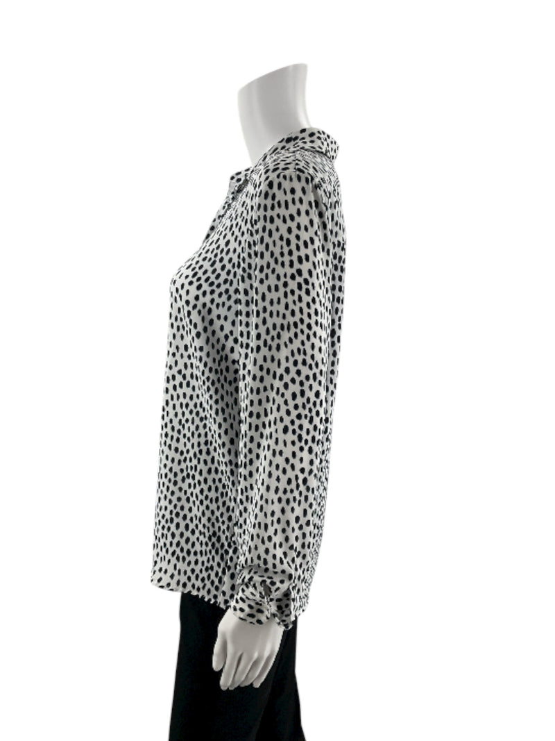 J Crew White/Navy Print Pre-Owned Ladies Top - Size Small
