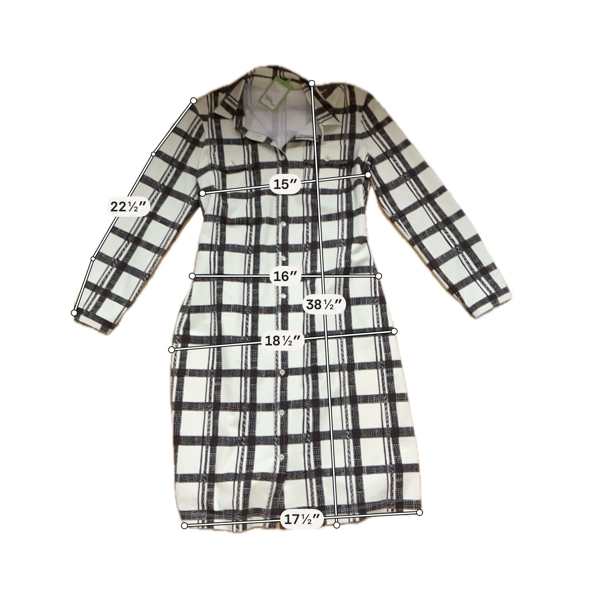 J.McLaughlin Cream &amp; Brown Grid Plaid Catalina Cloth Shirtdress | Size Medium
