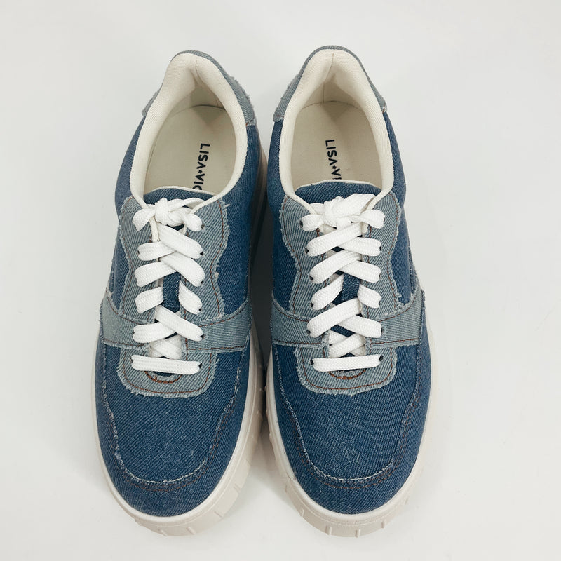 Lisa Vicky Blue Denim Pre-Owned Ladies New With Tags Sneakers - Size 7 - Margaret’s Fine Consignment