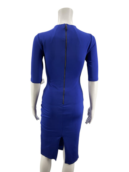 Alice + Olivia Jeri Ruched Scuba Bodycon Dress Royal Blue XS