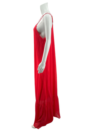 GB Neon Red Tiered Spaghetti Strap Maxi Dress Size Large - ONLINE ONLY