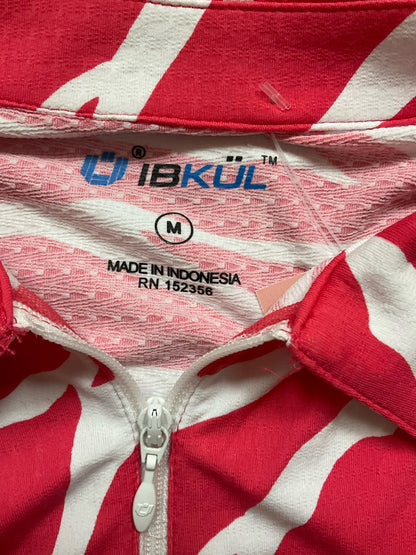 IBKUL Zebra Print IceFil Long Sleeve Half-Zip Pullover Size Medium