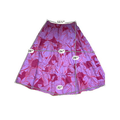 Pinch Tiered Tropical Leaf Print Cotton Maxi Skirt Size Large
