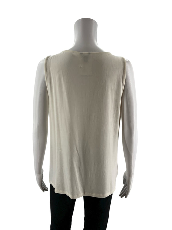 Ann Taylor Cream Jewels Pre-Owned Ladies Top - Size Medium
