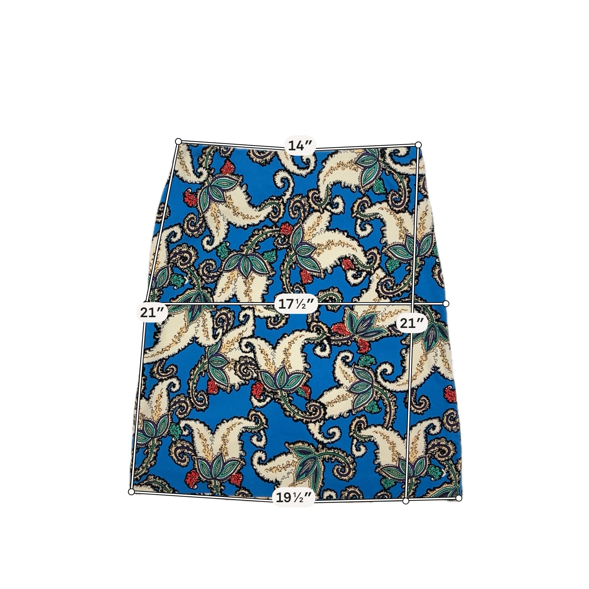 Premise blue/cream/tan Skirt Premise Paisley Print Stretch Cotton Pencil Skirt Blue Cream Size 8 - Size 8