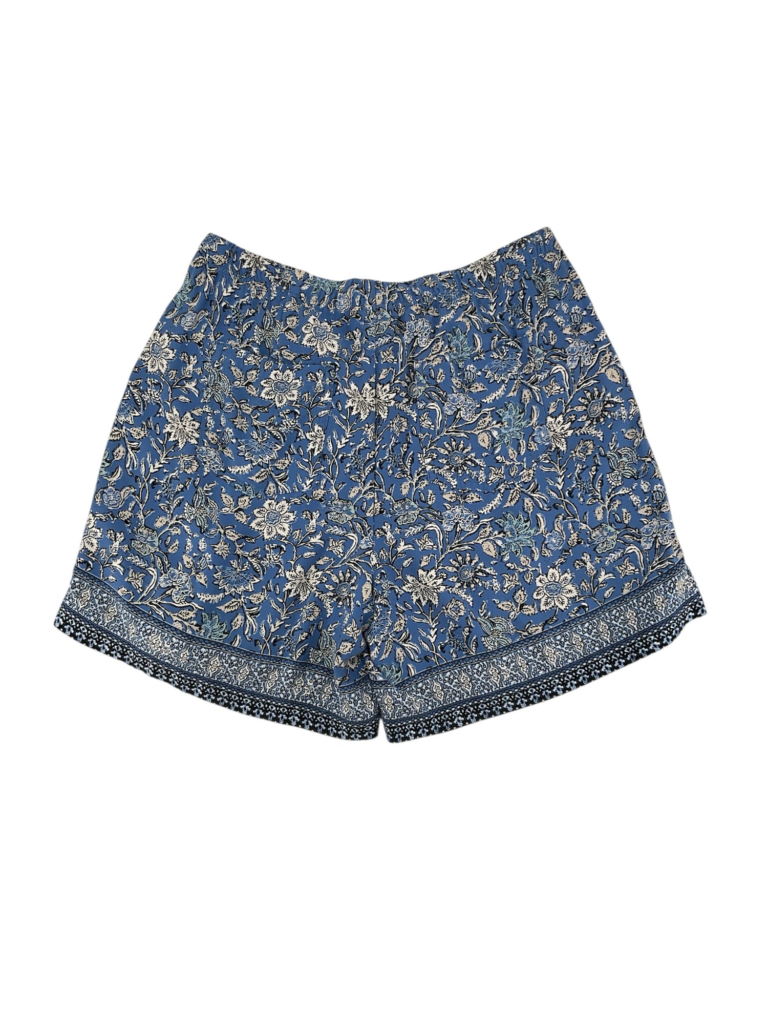 J.Jill Floral Border-Print Rayon Shorts Blue White Size Medium