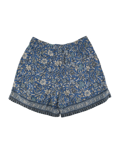J.Jill Floral Border-Print Rayon Shorts Blue White Size Medium