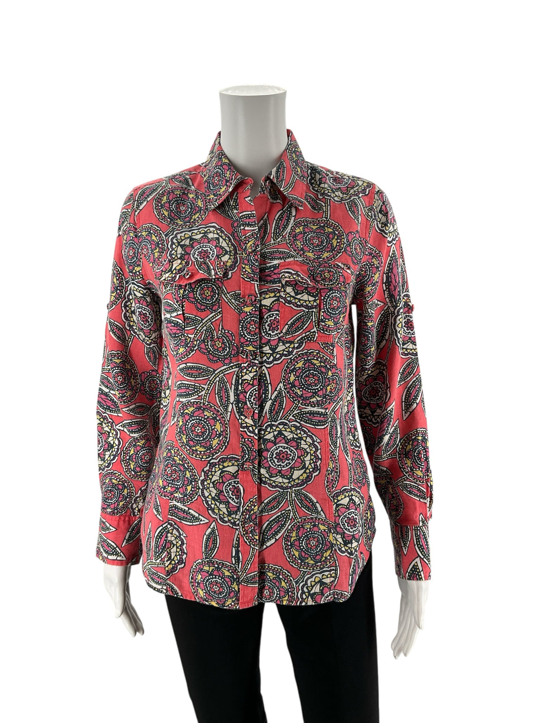 Charter Club Coral/Multi Print Pre-Owned Ladies Top - Size 4
