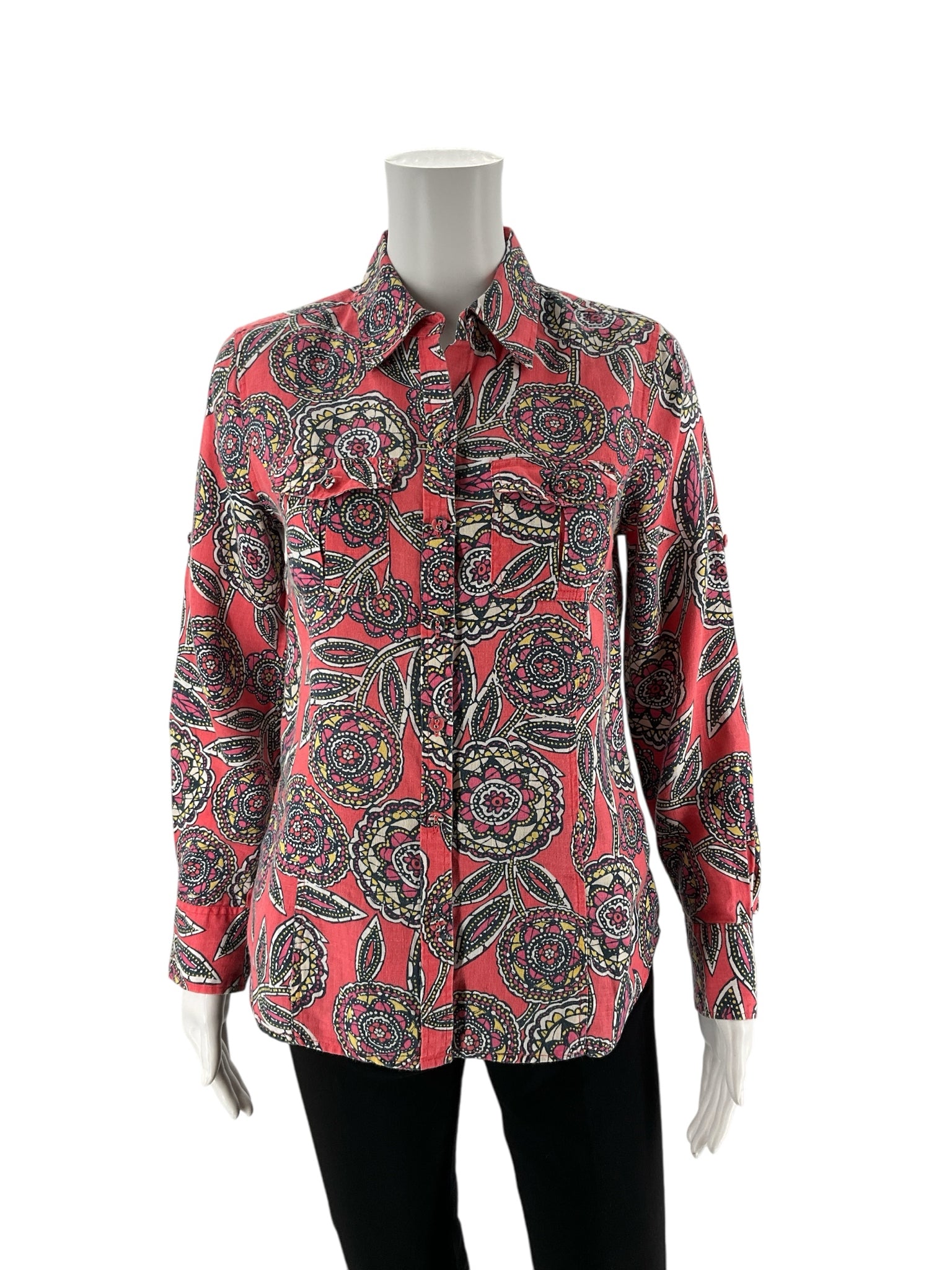 Charter Club Coral/Multi Print Pre-Owned Ladies Top - Size 4