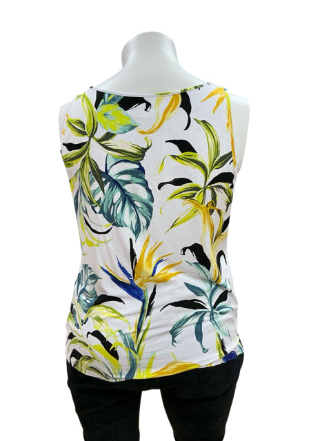 Chico's White/Yellow/Aqua Floral Pre-Owned Ladies Top - Size XL - Margaret’s Fine Consignment