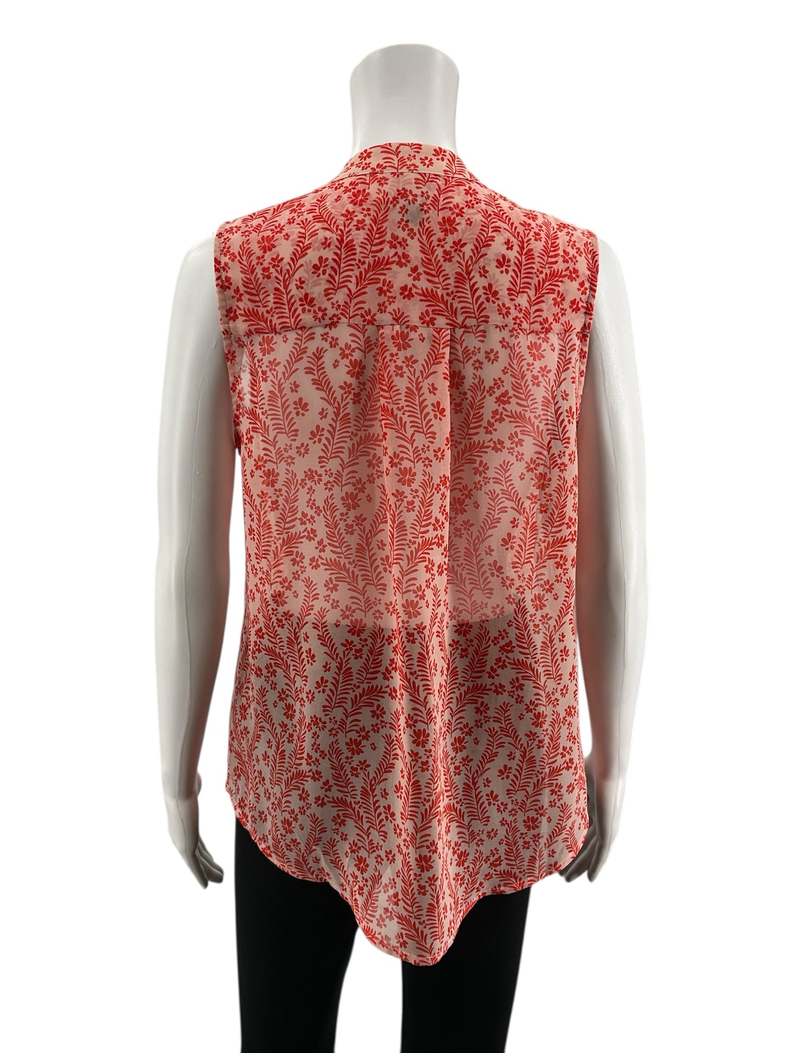 CAbi Orange Sleeveless Fern Blouse Orange Botanical Print Sleeveless Top Size Small - Size S