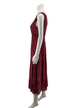 Rebellion Dream maroon Midi Maroon Lace Tiered Boho Maxi Dress Size Medium - Size M
