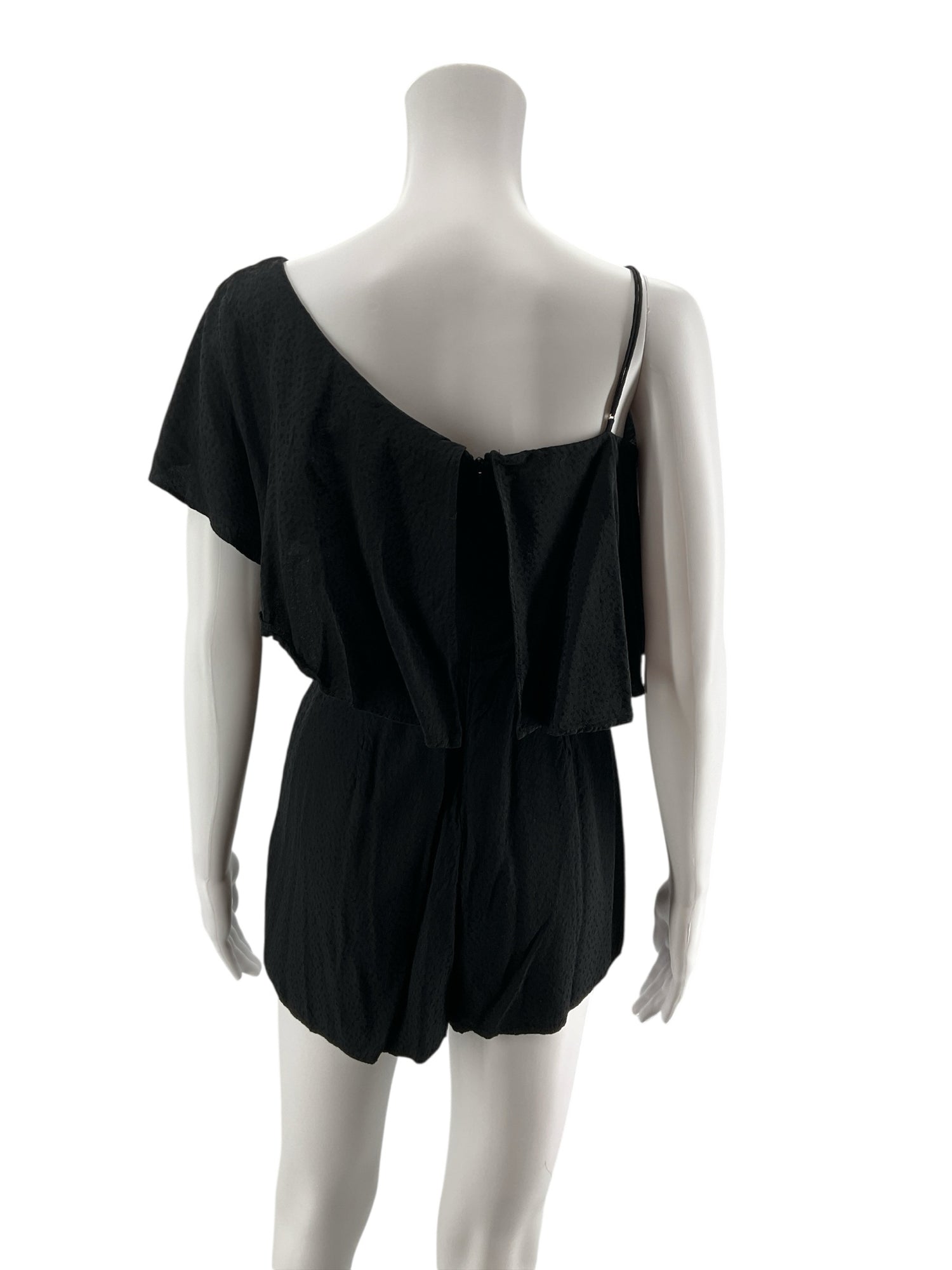 Gentle Fawn Textured One-Shoulder Romper Black Size XS